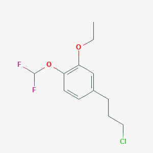 molecular formula C12H15ClF2O2 B14046213 1-(3-Chloropropyl)-4-(difluoromethoxy)-3-ethoxybenzene 