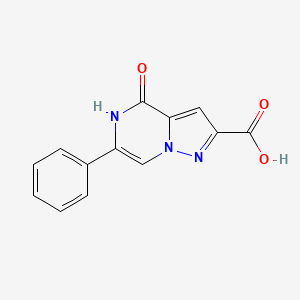 molecular formula C13H9N3O3 B1404632 4-Oxo-6-phenyl-4,5-dihydropyrazolo[1,5-a]pyrazine-2-carboxylic acid CAS No. 1443978-16-2
