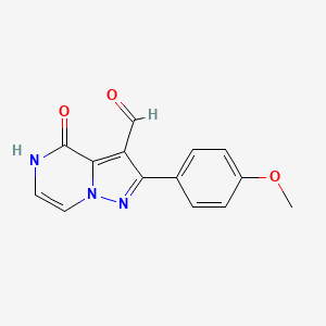 molecular formula C14H11N3O3 B1404634 2-(4-Methoxyphenyl)-4-oxo-4,5-dihydropyrazolo[1,5-a]pyrazine-3-carbaldehyde CAS No. 1610377-12-2