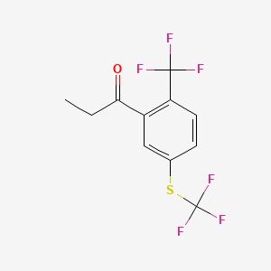 molecular formula C11H8F6OS B14046783 1-(2-(Trifluoromethyl)-5-(trifluoromethylthio)phenyl)propan-1-one 