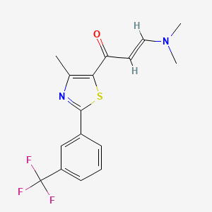 molecular formula C16H15F3N2OS B1404681 (2E)-3-(dimethylamino)-1-{4-methyl-2-[3-(trifluoromethyl)phenyl]-1,3-thiazol-5-yl}prop-2-en-1-one CAS No. 1598370-02-5