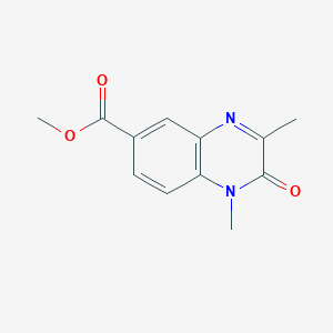 molecular formula C12H12N2O3 B1404687 Methyl 1,3-dimethyl-2-oxo-1,2,-dihydroquinoxaline-6-carboxylate CAS No. 1446786-32-8