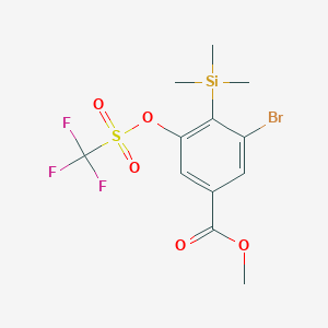 molecular formula C12H14BrF3O5SSi B1404704 Methyl 3-bromo-5-(trifluoromethanesulfonyloxy)-4-(trimethylsilyl)benzoate CAS No. 1242069-32-4