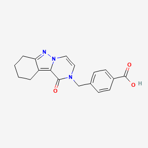 molecular formula C18H17N3O3 B1404712 4-[(1-oxo-7,8,9,10-tetrahydropyrazino[1,2-b]indazol-2(1H)-yl)methyl]benzoic acid CAS No. 1610377-08-6