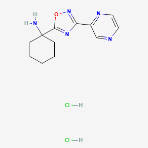 molecular formula C12H17Cl2N5O B1404716 [1-(3-Pyrazin-2-yl-1,2,4-oxadiazol-5-yl)cyclohexyl]amine dihydrochloride CAS No. 1239842-05-7