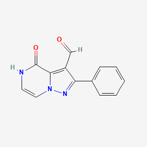 molecular formula C13H9N3O2 B1404717 4-Oxo-2-phenyl-4,5-dihydropyrazolo[1,5-a]pyrazine-3-carbaldehyde CAS No. 1610377-19-9