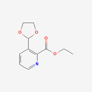 molecular formula C11H13NO4 B1404719 Ethyl 3-(1,3-dioxolan-2-yl)pyridine-2-carboxylate CAS No. 1423757-75-8