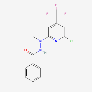 molecular formula C14H11ClF3N3O B1404730 Benzoic acid N'-(6-chloro-4-trifluoromethyl-pyridin-2-yl)-N'-methyl-hydrazide CAS No. 1431555-17-7