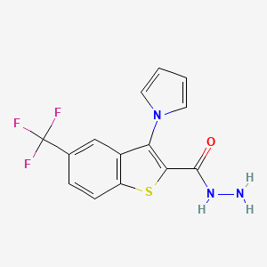 molecular formula C14H10F3N3OS B1404746 3-(1H-Pyrrol-1-yl)-5-(trifluoromethyl)-1-benzothiophene-2-carbohydrazide CAS No. 1227955-18-1