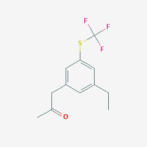molecular formula C12H13F3OS B14047525 1-(3-Ethyl-5-(trifluoromethylthio)phenyl)propan-2-one 