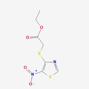 molecular formula C7H8N2O4S2 B14047578 Ethyl 2-((5-nitrothiazol-4-yl)thio)acetate CAS No. 1522380-27-3
