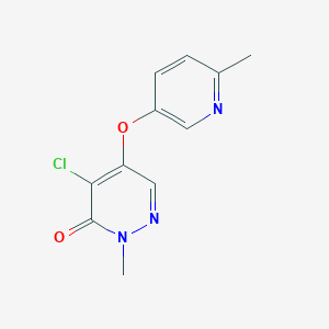 molecular formula C11H10ClN3O2 B1404759 4-Chloro-2-methyl-5-[(6-methylpyridin-3-yl)oxy]-2,3-dihydropyridazin-3-one CAS No. 1597781-28-6