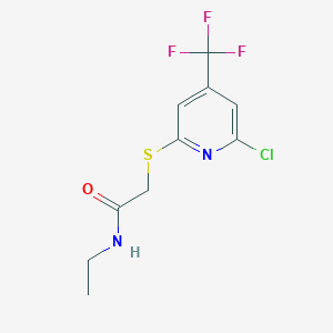 molecular formula C10H10ClF3N2OS B1404766 2-(6-Chloro-4-trifluoromethyl-pyridin-2-ylsulfanyl)-N-ethyl-acetamide CAS No. 1431555-22-4