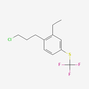 molecular formula C12H14ClF3S B14047715 1-(3-Chloropropyl)-2-ethyl-4-(trifluoromethylthio)benzene 