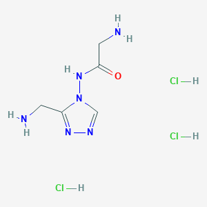 molecular formula C5H13Cl3N6O B1404844 N1-[3-(Aminomethyl)-4H-1,2,4-triazol-4-yl]glycinamide trihydrochloride CAS No. 1351647-67-0