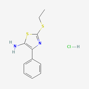 molecular formula C11H13ClN2S2 B1404852 2-(Ethylthio)-4-phenyl-1,3-thiazol-5-amine hydrochloride CAS No. 1351632-83-1
