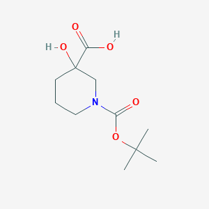 molecular formula C11H19NO5 B1404865 1-(Tert-butoxycarbonyl)-3-hydroxypiperidine-3-carboxylic acid CAS No. 1396555-79-5