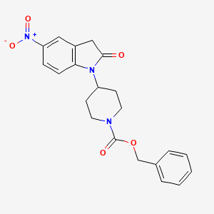 molecular formula C21H21N3O5 B14048746 Benzyl 4-(5-nitro-2-oxoindolin-1-YL)piperidine-1-carboxylate 
