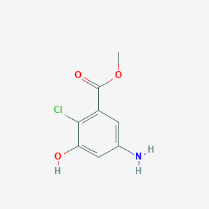 molecular formula C8H8ClNO3 B14048808 Methyl 5-amino-2-chloro-3-hydroxybenzoate 