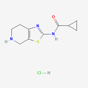 molecular formula C10H14ClN3OS B1404893 N-(4,5,6,7-四氢[1,3]噻唑并[5,4-c]吡啶-2-基)环丙烷甲酰胺盐酸盐 CAS No. 1351598-79-2