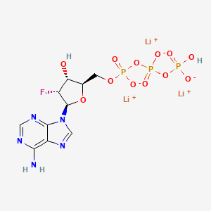 molecular formula C10H12FLi3N5O12P3 B14049040 Lithium ((2R,3R,4R,5R)-5-(6-amino-9H-purin-9-yl)-4-fluoro-3-hydroxytetrahydrofuran-2-yl)methyl hydrogen triphosphate 