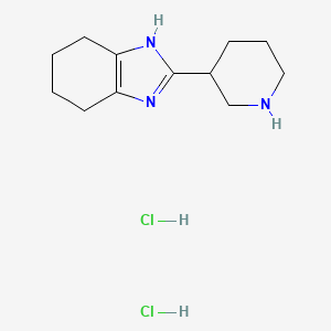 molecular formula C12H21Cl2N3 B1404911 2-(piperidin-3-yl)-4,5,6,7-tetrahydro-1H-benzo[d]imidazole dihydrochloride CAS No. 1820651-26-0