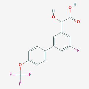 molecular formula C15H10F4O4 B14049157 (5-Fluoro-4'-(trifluoromethoxy)biphenyl-3-yl)-hydroxyacetic acid 