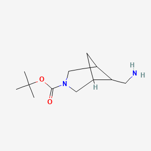 molecular formula C12H22N2O2 B1404929 Tert-butyl 6-(aminomethyl)-3-azabicyclo[3.1.1]heptane-3-carboxylate CAS No. 1251013-49-6