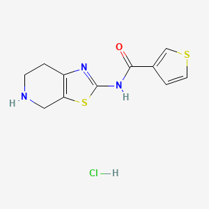 molecular formula C11H12ClN3OS2 B1404935 N-(4,5,6,7-四氢[1,3]噻唑并[5,4-c]吡啶-2-基)噻吩-3-甲酰胺盐酸盐 CAS No. 1421457-85-3