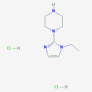 molecular formula C9H18Cl2N4 B1404938 1-(1-ethyl-1H-imidazol-2-yl)piperazine dihydrochloride CAS No. 1216433-63-4