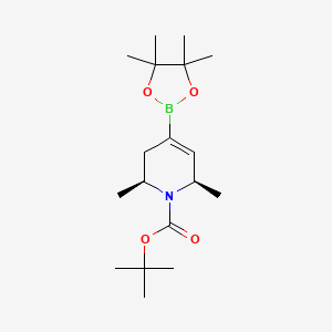 molecular formula C18H32BNO4 B14049429 rel-(2R,6S)-tert-Butyl 2,6-dimethyl-4-(4,4,5,5-tetramethyl-1,3,2-dioxaborolan-2-yl)-5,6-dihydropyridine-1(2H)-carboxylate 