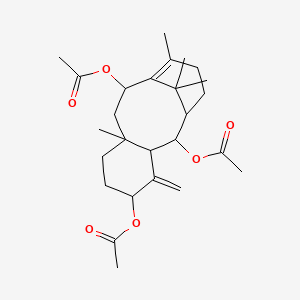 B1404952 (2,10-Diacetyloxy-8,12,15,15-tetramethyl-4-methylidene-5-tricyclo[9.3.1.03,8]pentadec-11-enyl) acetate CAS No. 1402431-32-6