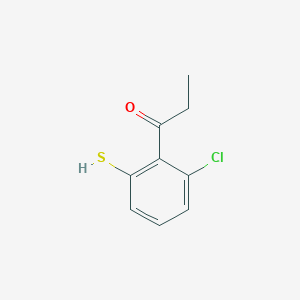 molecular formula C9H9ClOS B14049778 1-(2-Chloro-6-mercaptophenyl)propan-1-one 