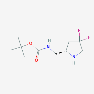 molecular formula C10H18F2N2O2 B1404978 (S)-2-(Boc-aminomethyl)-4,4-difluoropyrrolidine CAS No. 1363384-66-0