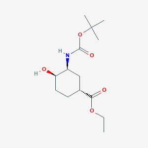 molecular formula C14H25NO5 B1404979 (1R,3S,4R)-3-(Boc-amino)-4-hydroxy-cyclohexanecarboxylic acid ethyl ester CAS No. 1392745-22-0