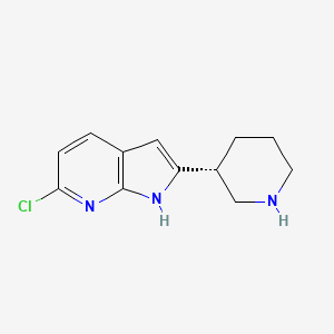 molecular formula C12H14ClN3 B14049925 1H-Pyrrolo[2,3-b]pyridine, 6-chloro-2-[(3R)-3-piperidinyl]- 