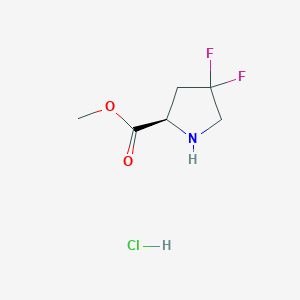 molecular formula C6H10ClF2NO2 B1405003 Methyl (R)-4,4-difluoropyrrolidine-2-carboxylate hydrochloride CAS No. 1408057-39-5