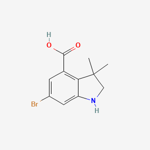 molecular formula C11H12BrNO2 B1405006 6-溴-3,3-二甲基-2,3-二氢-1H-吲哚-4-羧酸 CAS No. 1392803-44-9