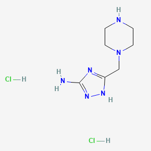 molecular formula C7H16Cl2N6 B1405033 5-(piperazin-1-ylmethyl)-4H-1,2,4-triazol-3-amine dihydrochloride CAS No. 1417347-72-8
