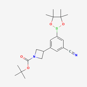 molecular formula C21H29BN2O4 B1405046 tert-Butyl 3-(3-cyano-5-(4,4,5,5-tetramethyl-1,3,2-dioxaborolan-2-yl)phenyl)azetidine-1-carboxylate CAS No. 1451390-84-3
