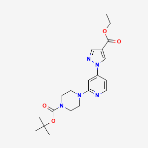 molecular formula C20H27N5O4 B1405048 tert-Butyl 4-(4-(4-(ethoxycarbonyl)-1H-pyrazol-1-yl)pyridin-2-yl)piperazine-1-carboxylate CAS No. 1429309-49-8