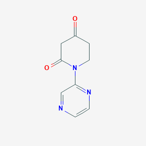 molecular formula C9H9N3O2 B14050540 1-(Pyrazin-2-yl)piperidine-2,4-dione 