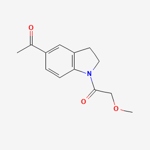 molecular formula C13H15NO3 B1405084 1-(5-Acetyl-2,3-dihydroindol-1-yl)-2-methoxyethanone CAS No. 1904468-47-8