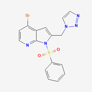 molecular formula C16H12BrN5O2S B14052163 1H-Pyrrolo[2,3-b]pyridine, 4-bromo-1-(phenylsulfonyl)-2-(1H-1,2,3-triazol-1-ylmethyl)- 
