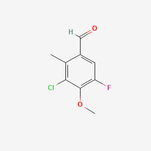 molecular formula C9H8ClFO2 B1405225 3-Chloro-5-fluoro-4-methoxy-2-methylbenzaldehyde CAS No. 1373920-69-4
