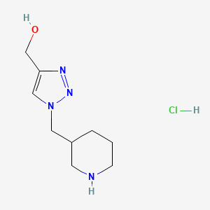 molecular formula C9H17ClN4O B1405235 [1-(Piperidin-3-ylmethyl)-1H-1,2,3-triazol-4-yl]methanol hydrochloride CAS No. 1713163-14-4