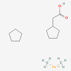molecular formula C14H28FeO2 B14052496 Carbanide;cyclopentane;2-cyclopentylacetic acid;iron(2+) 