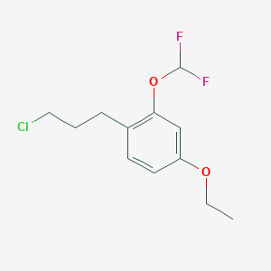 molecular formula C12H15ClF2O2 B14052782 1-(3-Chloropropyl)-2-(difluoromethoxy)-4-ethoxybenzene 