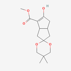 molecular formula C15H22O5 B1405301 methyl 5'-hydroxy-5,5-dimethyl-3',3'a,4',6'a-tetrahydro-1'H-spiro[1,3-dioxane-2,2'-pentalene]-6'-carboxylate CAS No. 105448-66-6