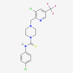 molecular formula C18H17Cl2F3N4S B1405304 4-(3-氯-5-三氟甲基-吡啶-2-基甲基)-哌嗪-1-碳硫酸（4-氯-苯基）-酰胺 CAS No. 1311278-34-8